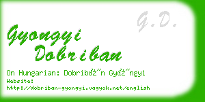 gyongyi dobriban business card